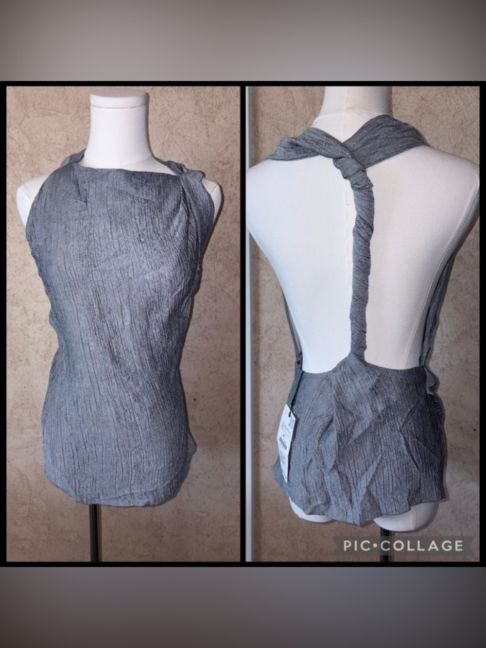 Zara Textured Twist Back Top